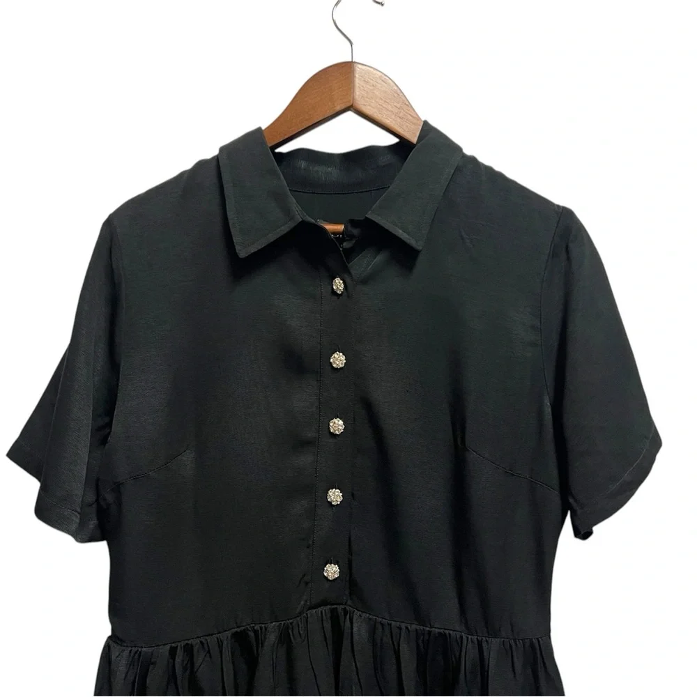 J.Crew Collection shirtdress with jewel buttons black size 12 NWT